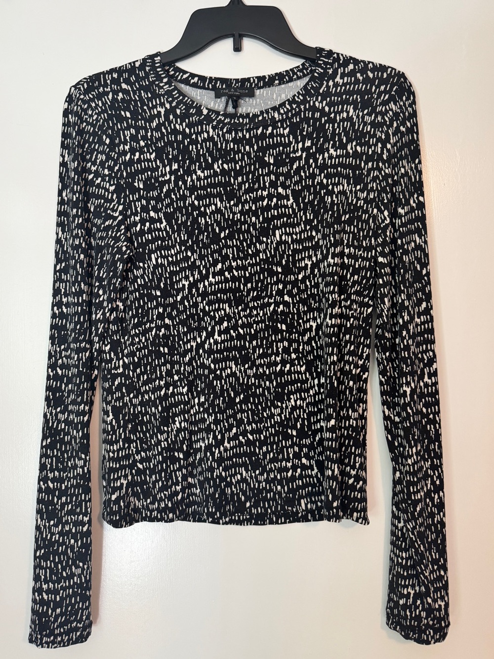 rag & bone Luca print Black and White abstract speckled pattern top size L